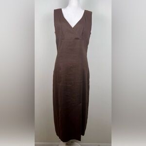 Brooks Brothers Stretch Linen Blend Sheath Brown Midi Dress